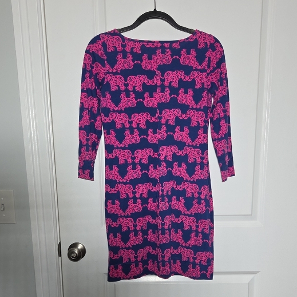 Lilly Pulitzer Navy and Hot Pink Elephant Print Dress 100% Pima Cotton Size XS - Picture 4 of 7